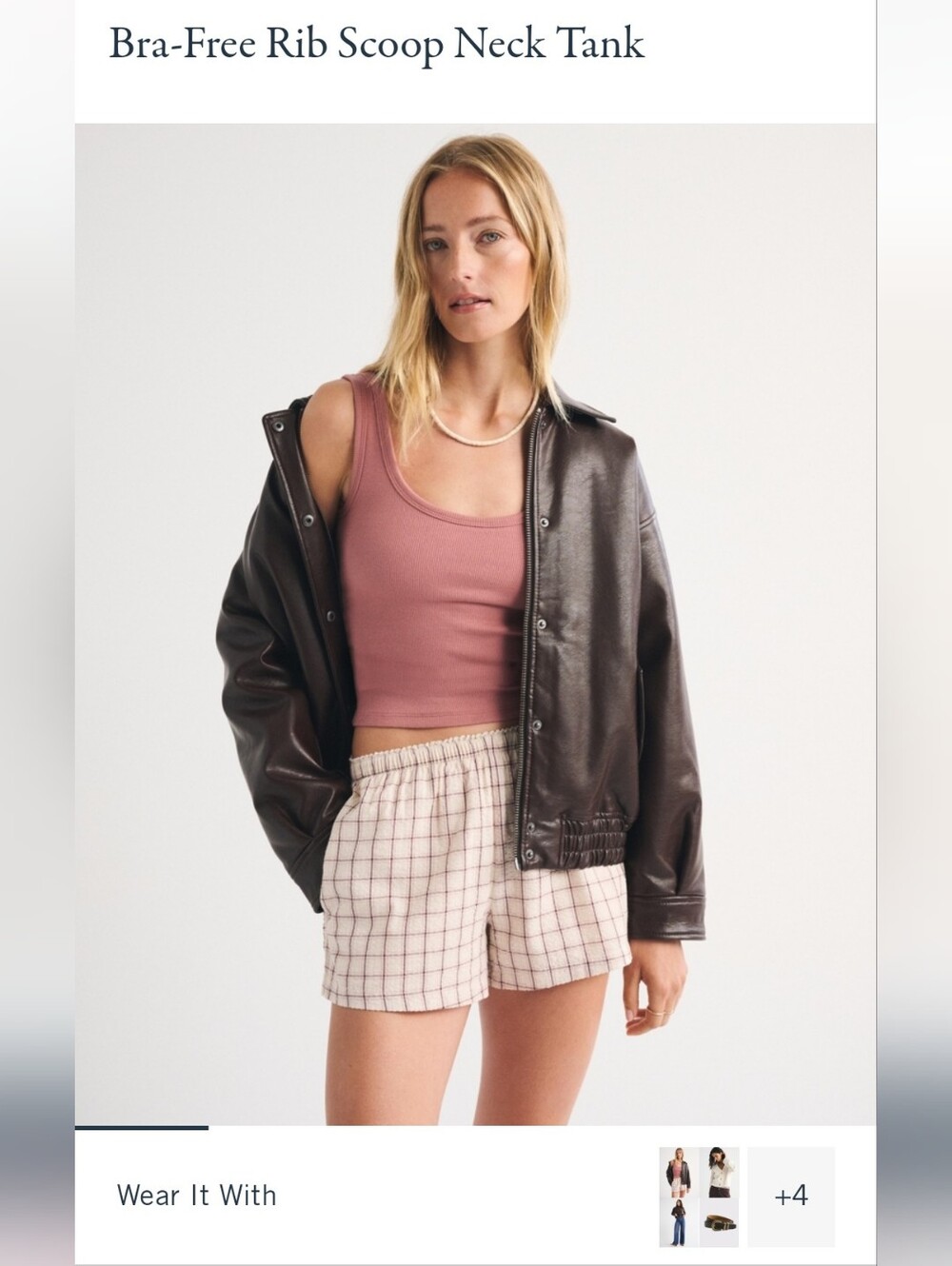 Dusty Rose Bra-Free Rib Scoop Neck Tank